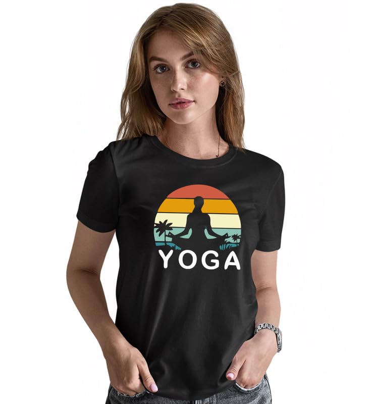 Image of INDISSH Women's Regular Fit Half-Sleeves YOGA6 Themed Garphic Printed Tshirt|Regular Wear T-Shirt for Women's| Pack of 1 T-Shirt|