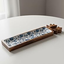 Handcrafted Stag Wooden Serving Tray with Floral Enamel Work | Multipurpose Decorative Platter for Guests, Parties & Home Entertaining | Ideal for Home Décor & Gifting