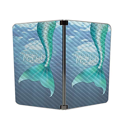 Image of MightySkins Carbon Fiber Skin for Microsoft Surface Duo - Im Really A Mermaid | Protective, Durable Textured Carbon Fiber Finish | Easy to Apply | Made in The USA