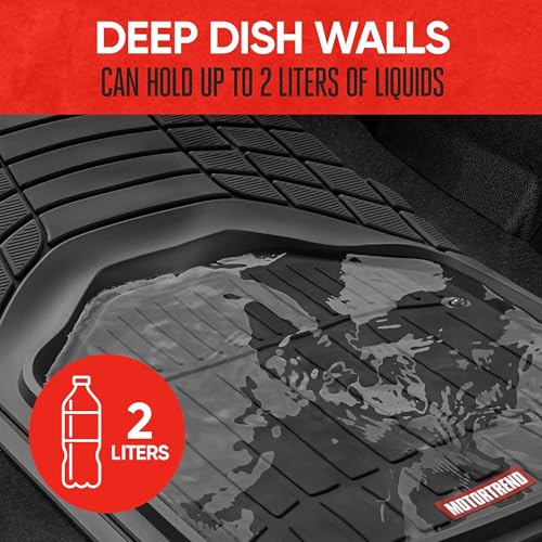 Image of Motor Trend 943-BK FlexTough Defender Car Floor Mats -Next Generation Deep Dish Heavy Duty Contour Liners for Car SUV Truck & Van-All Weather Protection, Trim to Fit Most Vehicles Black