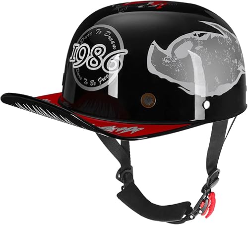 Miniatura 6 de Woljay Casco de motocicleta estilo retro vintage con cara abierta, gorra de béisbol, medios cascos para hombres y mujeres, para ciclomotor, jet