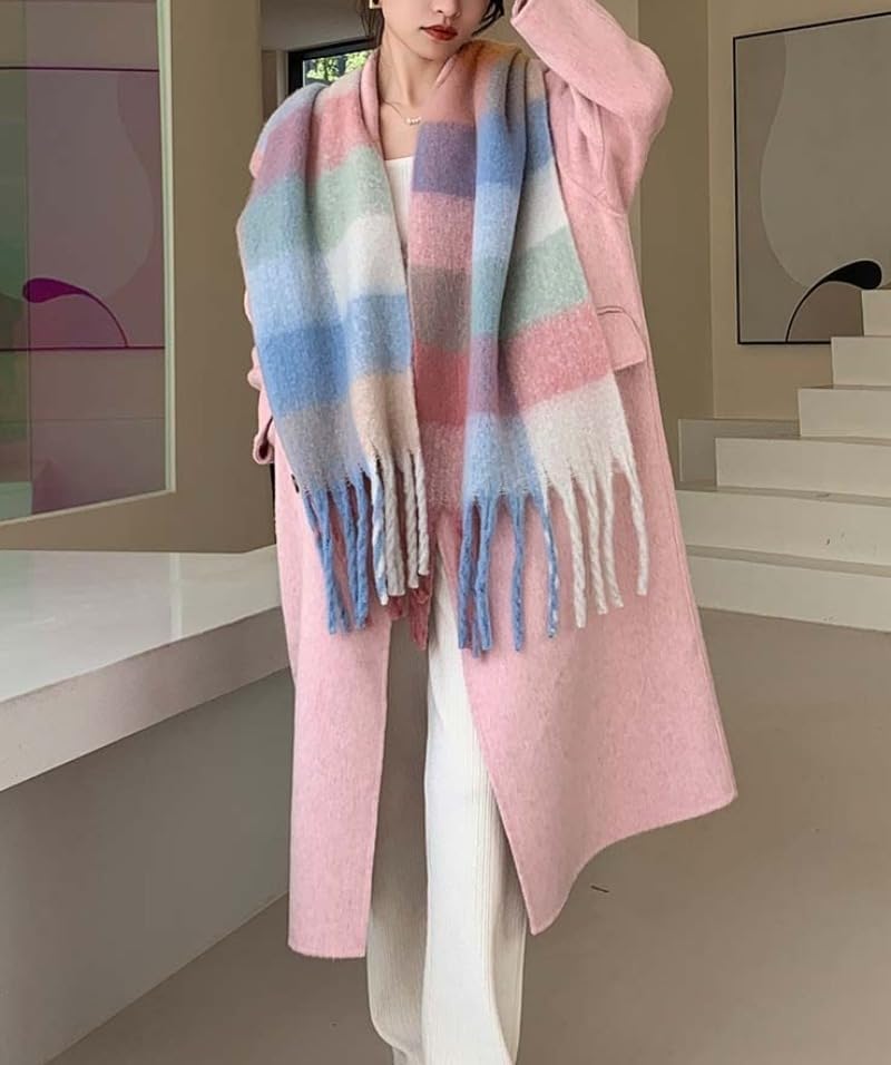 Chunky Scarf for Women Winter Plaid Thick Warm Long Shawl Wraps Cold Weather Big Christmas Fashion Blanket Scarves - Image 5