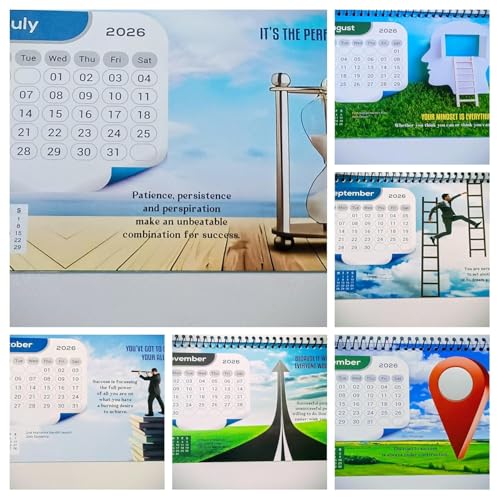 Desktop Calendar 2026 Mind Refreshing Images with Encouraging Quotes (10 x 8 inches) Standing Flip Desk Calendar 2026 Table Calendar Office Planner Calendar 2026 Personnel Planner 2026 for students