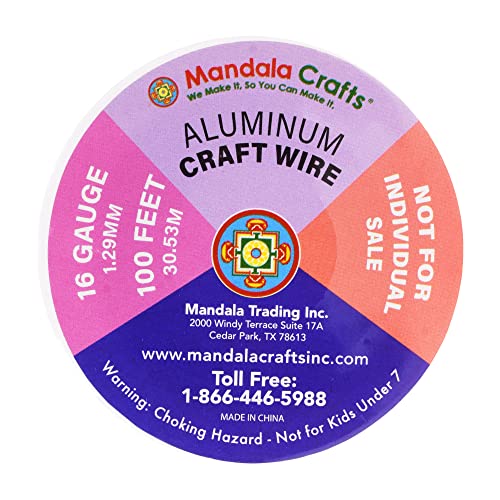 Image of Mandala Crafts 16 Gauge Anodized Aluminum Craft Wire for Jewelry Making - 400 FT Colored Flexible Rainbow Wire - Bendable for Bonsai Armature Crafting Sculpting