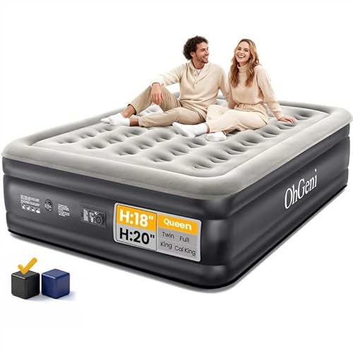 OhGeni Queen Air Mattress with Built in Pump, Inflatable Mattress