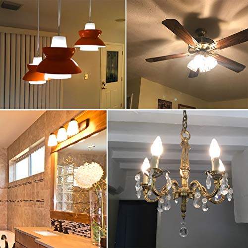 Brimax F15 8W Led Porch Light Bulb Outdoor, Led Post Bulb For 75W - 80W Incandescent Equivalent, E26 Medium Base Dimmable 2700K Warm White Flame Wrinkle Glass, For Ceiling Fan And Lantern Lamp, 4Pack #TOP5