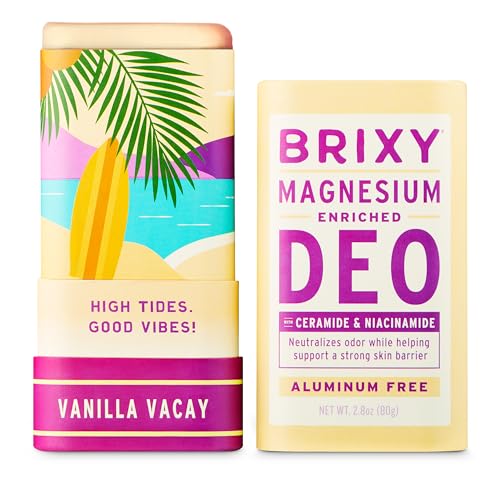 BRIXY Magnesium Deodorant 2-Pack, Vanilla Vacay & Juniper Journey, Ceramide & Niacinamide, Aluminum Free, Baking Soda Free, Vegan