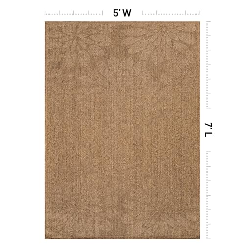 Tapete Floral Indoor Outdoor de Polipropileno 5' x 7' miniatura 2