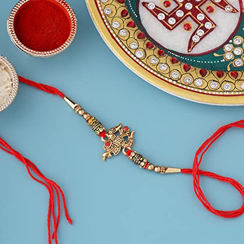 Image of VOYLLA Designer Ganesha Rakhi For Men With Roli Chawal Pack -Rakhi For Brother