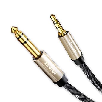 3.5mm to 1/4 Stereo Audio Cable 3.3 Feet /1M, 1/8" to 6.35mm 1/4" TRS Male Aux Cord Double Shielded with Braiding for Guitar, Amplifiers, PC, Home Theater, Speaker, etc.
