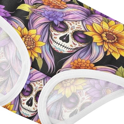Toddler Girls Underwear 2t Cotton Girl Panties Cute Durable Briefs Kids Undies Colorful Skull Rainbow Purple Floral4