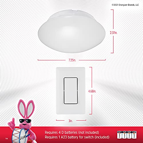 Energizer 58823-T1 Led Ceiling Light Fixture, Battery Operated, Wireless Wall Switch Remote, 300 Lumens, Ceiling Light No Electricity, Perfect For Closets thumb #6