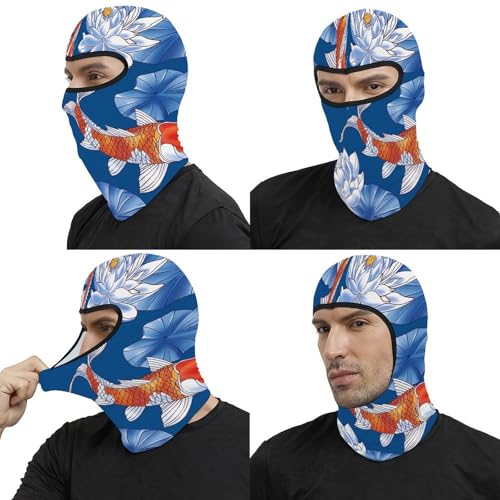 Pasamontaña para hombre y mujer con estampado de flores y peces, máscara facial para motocicleta, gorro calentador de cuello miniatura 5
