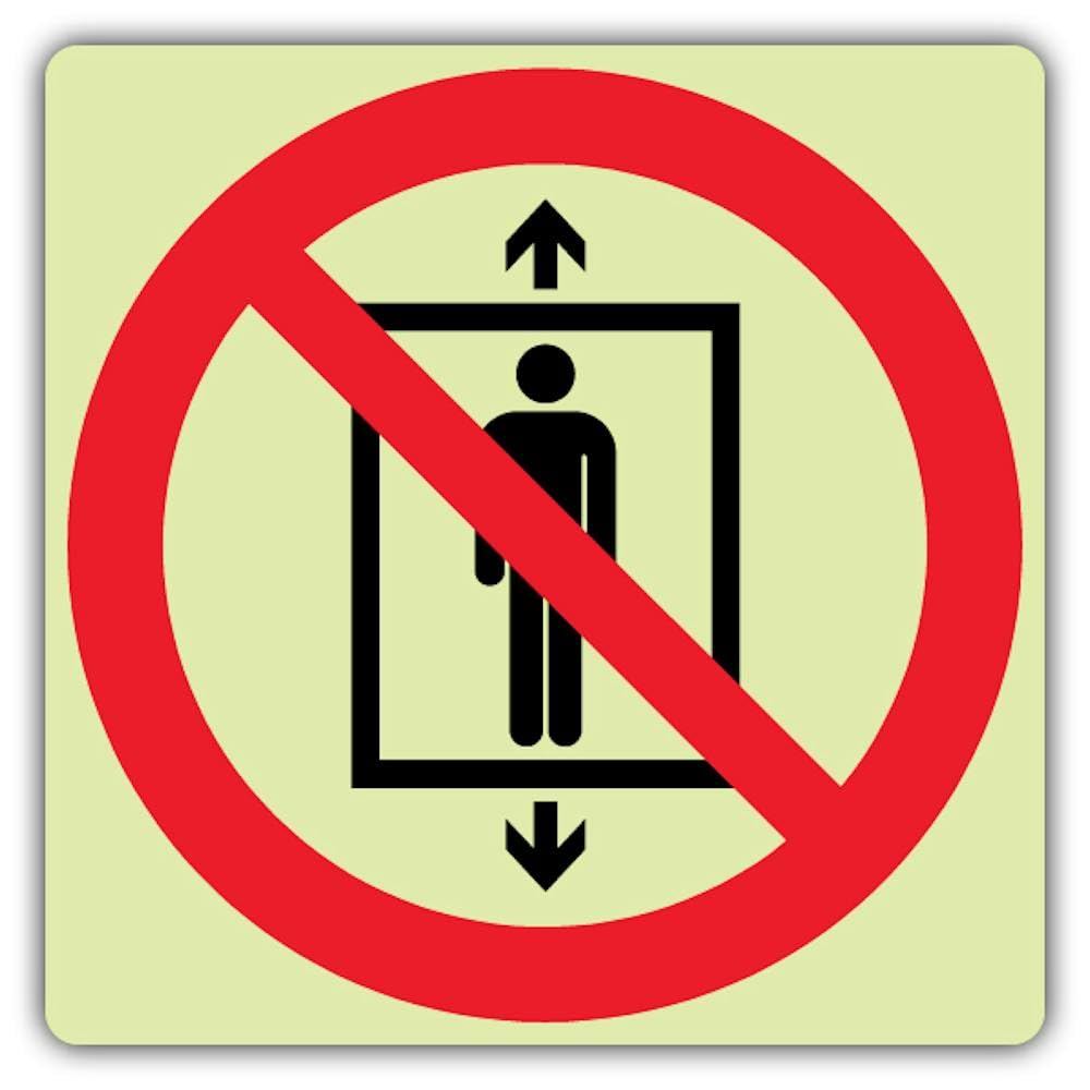 V Safety Photoluminescent Do Not Use Lift Symbol Safety Sign - 150 x 150 mm - 1.2mm Rigid Plastic - Triple Glow