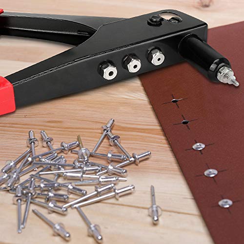 LIGNSFIRE Rivet Gun Kit, Professional German Style Hand Riveter with 60pcs Metal Rivets for Automotive, Railway, Furniture, Instrument
