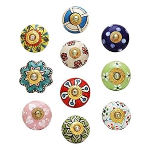 Pomelli per mobili multicolori floreali Confezione da 10 pomelli decorativi in ceramica per porte