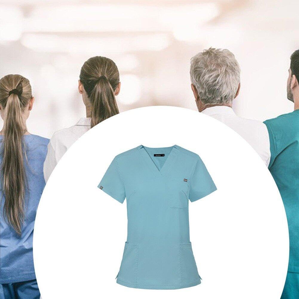Hrippy Uniforme Médico De Manga Corta para Mujer, Tops + Pantalones, Uniforme para Enfermería, Tienda De Mascotas, Médico, Ropa De Trabajo para Cirugía Médica, Conjunto Exfoliante