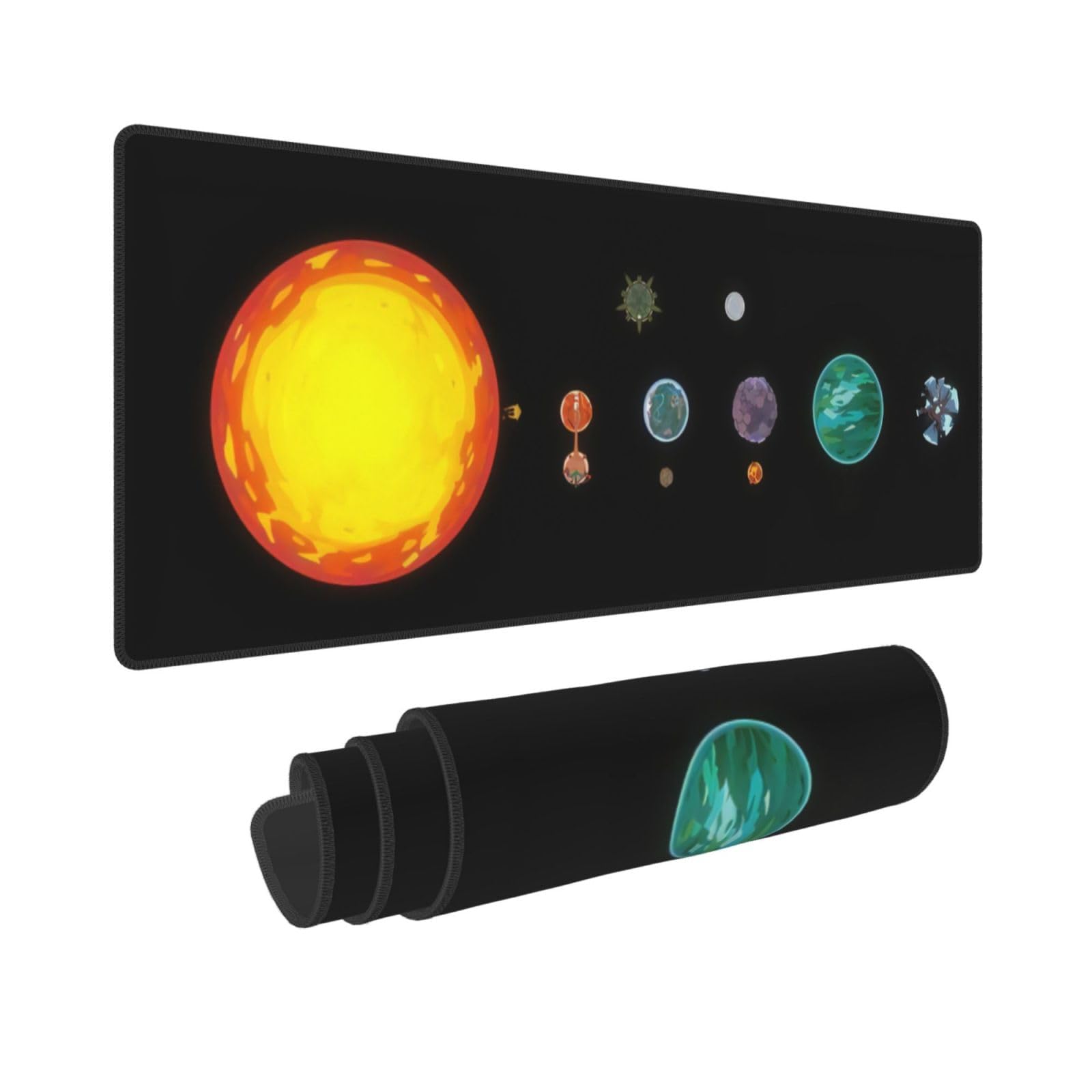 Outer Wilds - Tappetino per mouse da gioco XXL, 89,9 x 40 cm, con base antiscivolo per tastiera e mouse completi, installazione a casa e ufficio