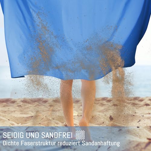 Jokisa Mikrofaser Handtuch 2er Set, 180X90cm Strandtuch Mikrofaser + 80X40cm Sporthandtuch, Schnelltrocknendes & Sandfrei Handtücher für Outdoor Sauna Strand Trekking (Hellblau)