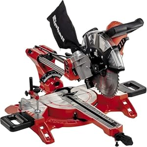 Einhell Sliding mitre Saw TC-SM 2534/1 (max. 2,350W, Integrated Drag Function,Saw Head tilts to Left/Right,Laser,Carbide-Ti... Precision Saw Blade)