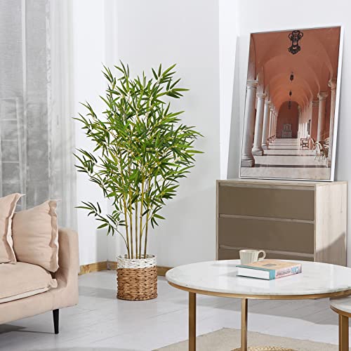 Suusolny Künstlicher Bambus 100cm - Kunstpflanze Im Topf Für Wohnzimmer & Garten