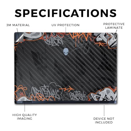 Image of Carbon Fiber Laptop Skin Compatible with Alienware M16 R2 (2024) - Orange Tag - Premium 3M Vinyl Protective Wrap Decal Cover - Easy to Apply | Crafted in The USA by MightySkins
