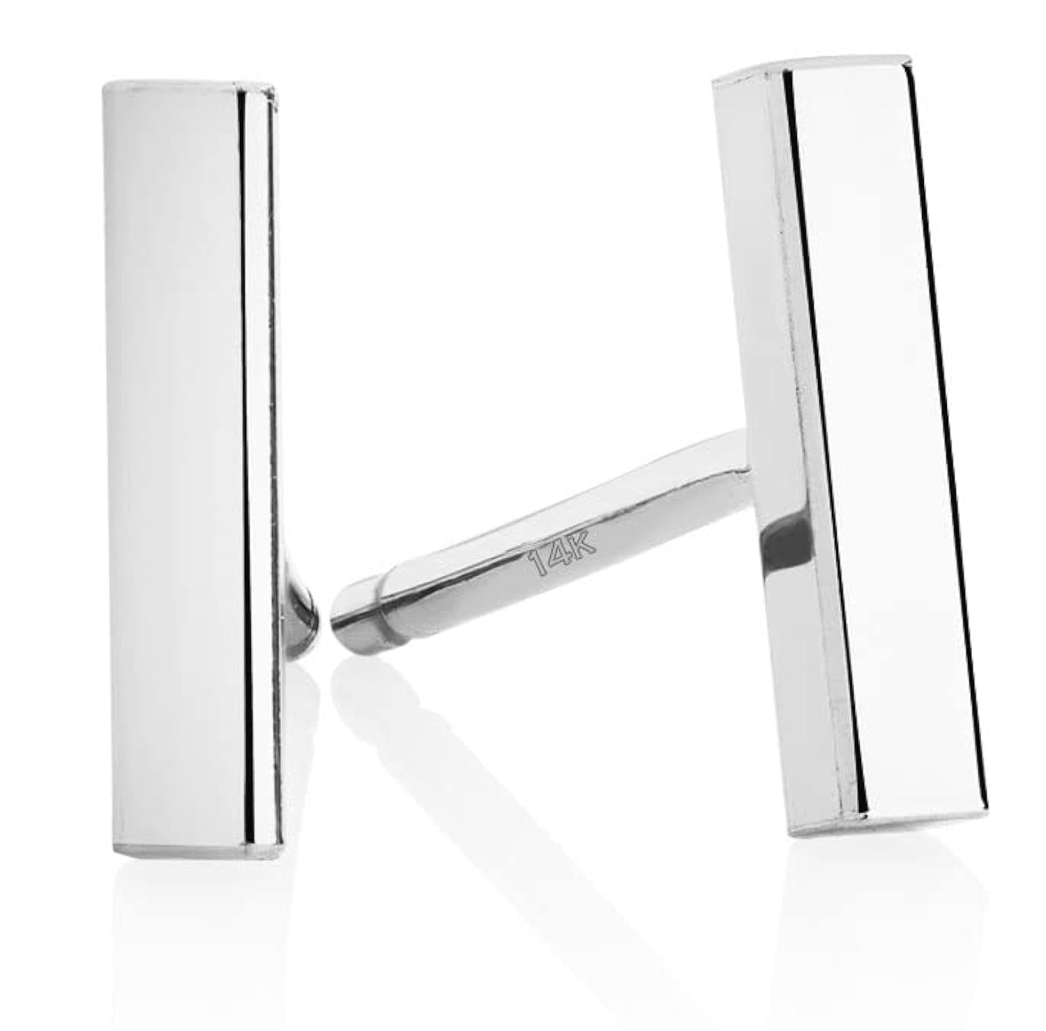 Minimalist 14k Gold Polished Stud Bar Line Stick Earrings 8 5mm X 2mm