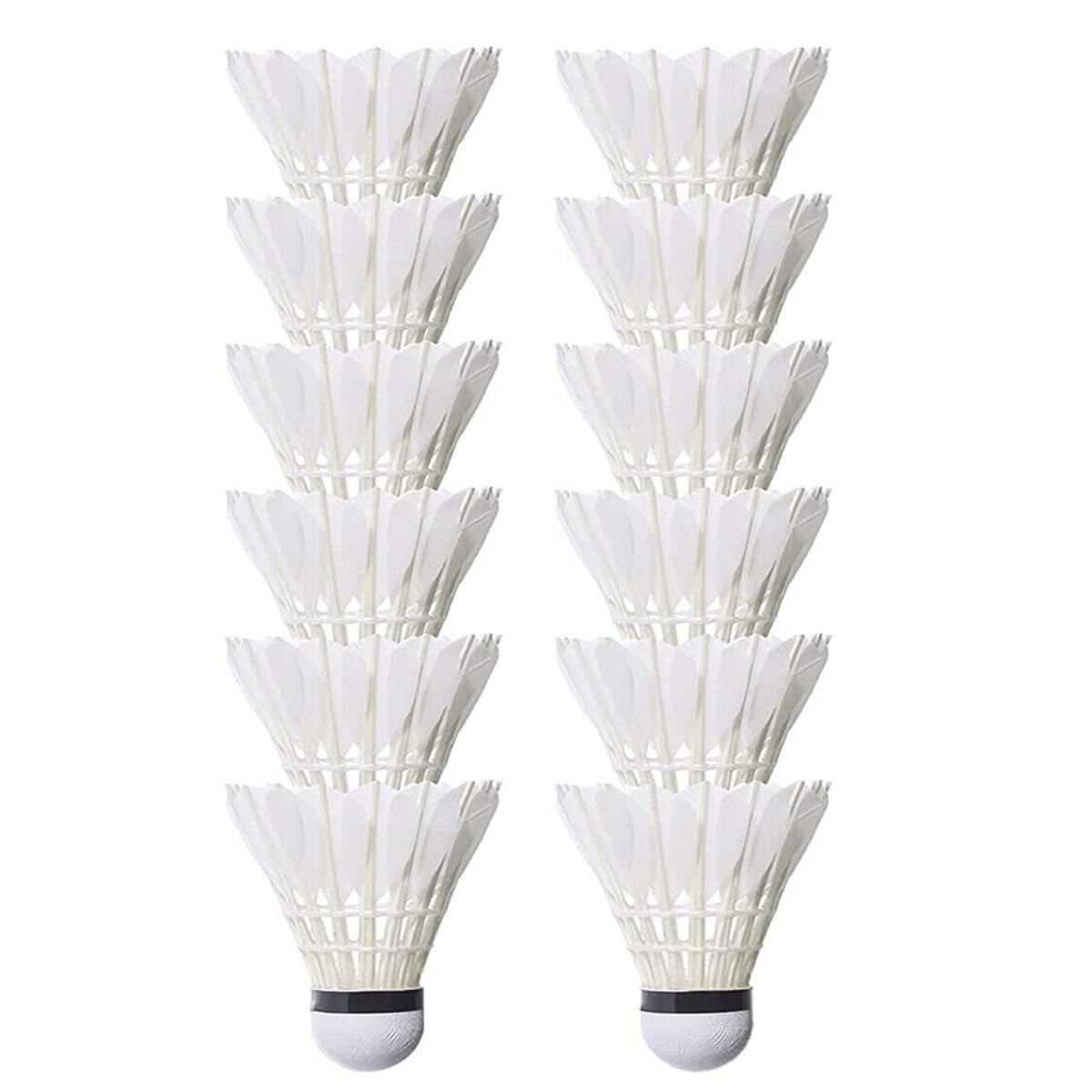 Goose Feather Badminton Shuttlecocks Birdies, 12 Pack Stable Durable Hight Speed Training Badminton Balls for Indoor & Outdoor Practice Sports Activities