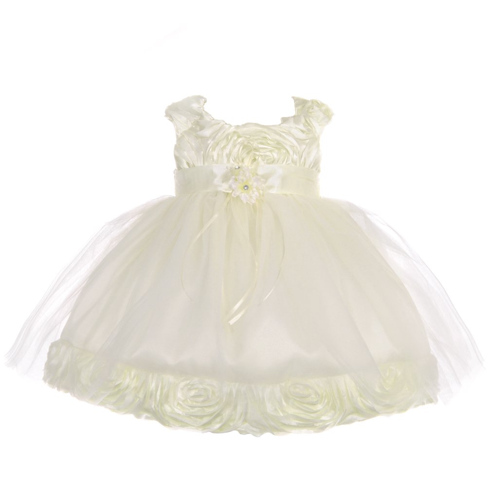 Blossom Flower Satin Infant Girl Birthday Dress S-XL