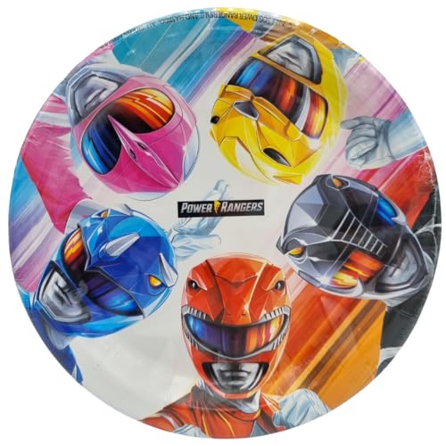 BeenSmile, Power Rangers 8 assiettes de 23 cm, assiettes jetables pour fêtes d'anniversaire pour enfants, articles de décoration de fête à thème
