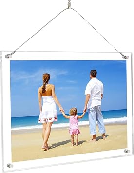 NIUBEE Clear Acrylic Desktop Picture Frame, Beveled Frameless Plexiglass Photo Photography Display with Standoff 12x17 A3-New