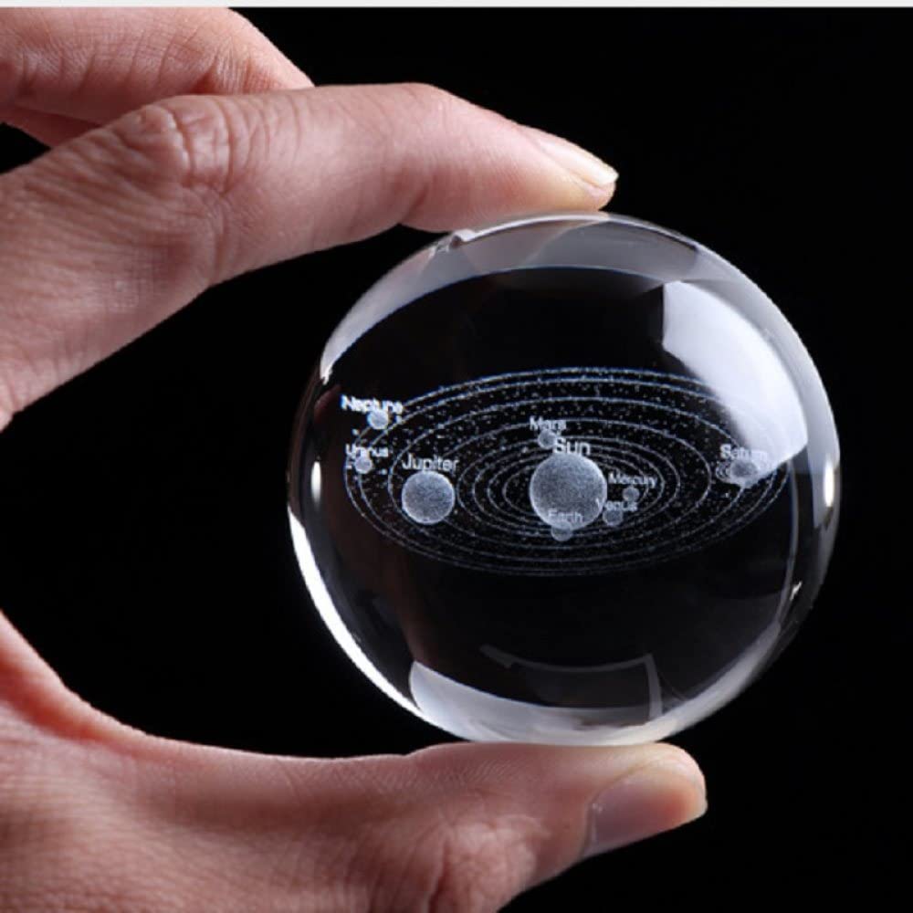 Układ słoneczny Ball 3D miniaturowe planety Model kula szklana kula kryształowa akcesoria do dekoracji biura domowego prezent, z kryształową podstawą