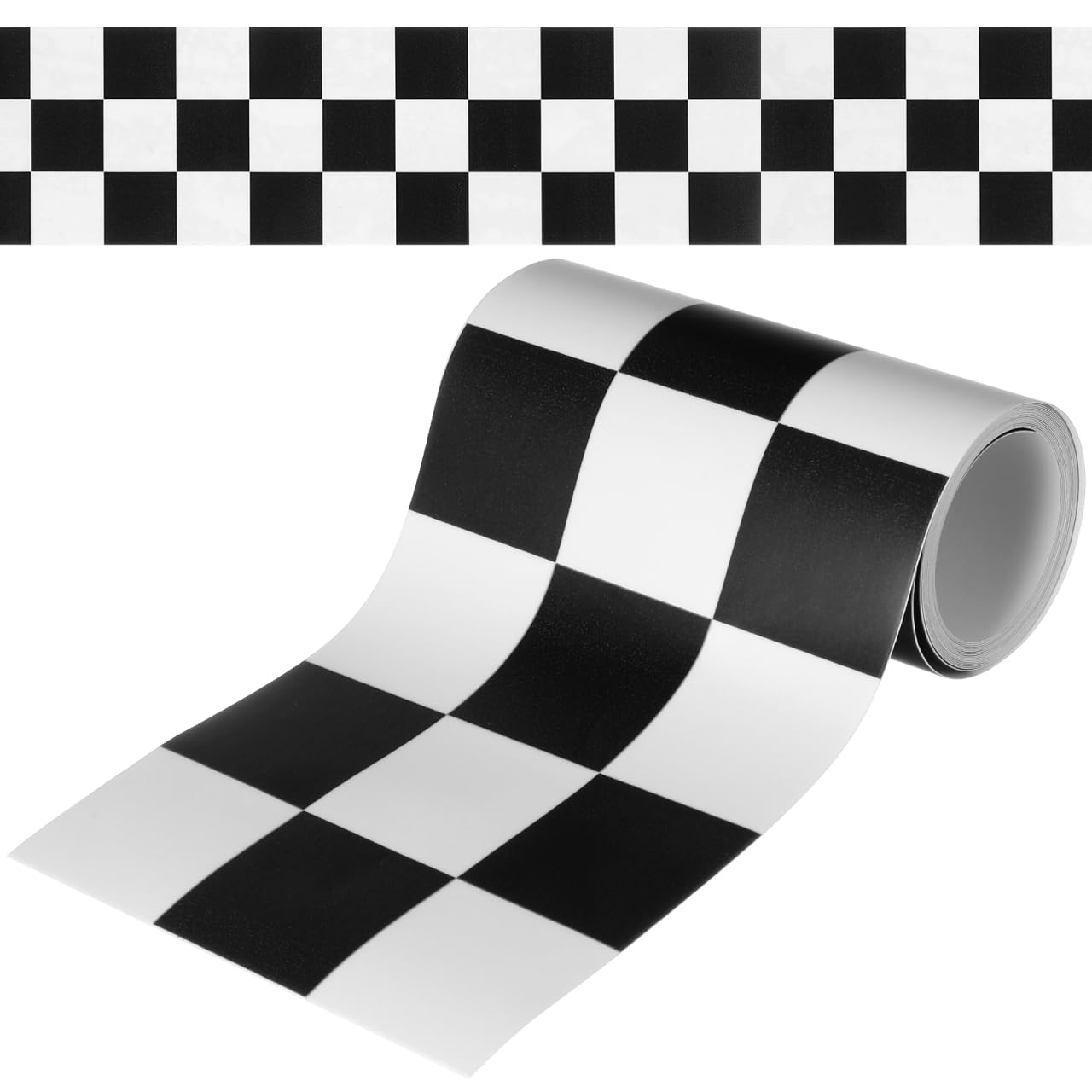 LALAFINA 7.9 Feet Checkered Bulletin Board Borders Race Track Checkered Sticker Scalloped Border Trim for Blackboard Bulletin Board Wall Decors