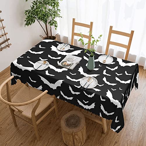 Bats Halloween Goth Table Cloth Halloween Style Tablecloth For Party Decorations Black White Waterproof Tablecloths For Rectangle Tables Wrinkle Resistant Tablecovers For Dining Outdoor Use 54X72In #TOP19
