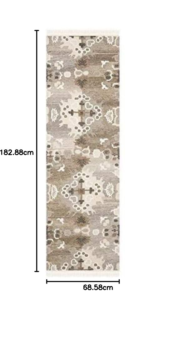 SAFAVIEH Tapis Boho Pour Salon, Salle à manger, Chambre à coucher - Natural Kilim Collection, Tapis à poil court, Gris et Multi, 69 X 183 cm