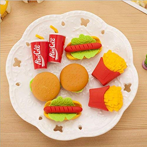 Omank® Set of 8 Fast Food Theme Erasers Burger French Fries Hotdog