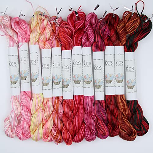 Image of KCS Big skeins of 25 Meters Size 25 Color Variegated Cross Stitch Stranded Threads,12 skeins,05