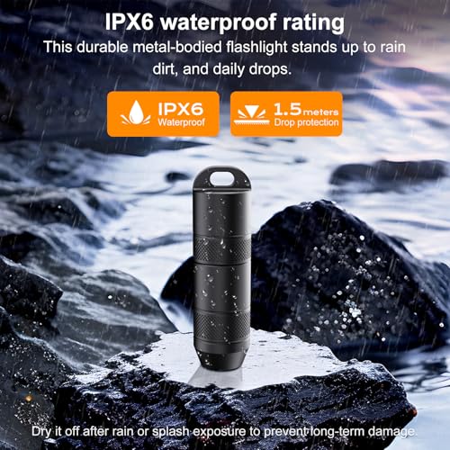 Image of 2-Pack Mini Keychain Flashlights, 100 Lumens, USB-C, Black