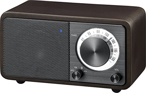 Image of Sangean WR-7DK Wood Cabinet Mini Bluetooth Speaker with FM Radio Tuner and Aux-in Dark Cherry