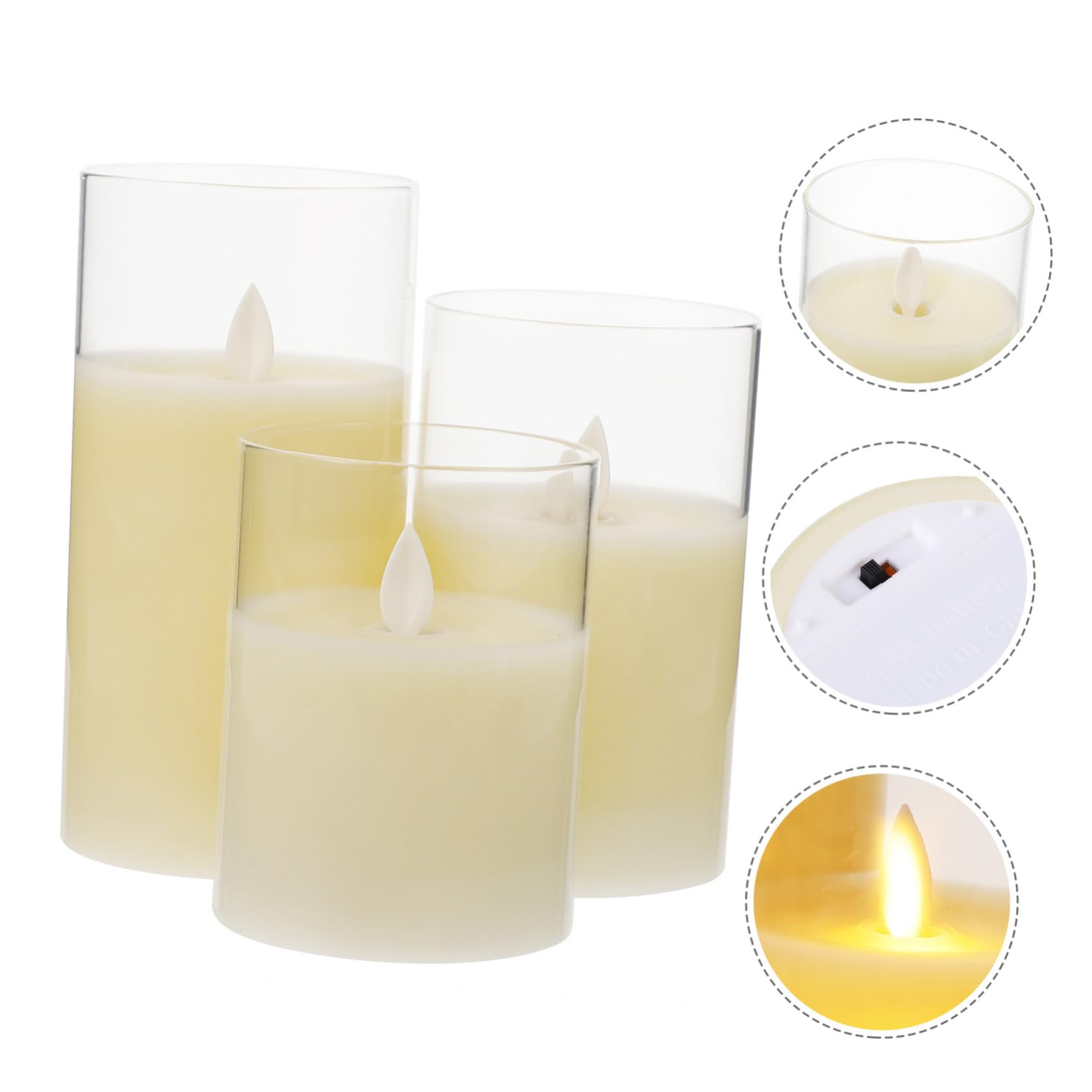Housoutil Set di 3 Candele LED senza Fiamma con Telecomando Realizzate in Paraffina e Vetro Pratiche e Sicure la Famiglia Perfette per Decorazioni Ambientali
