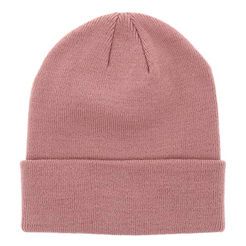 SHIPITNOW Altrosa Herren oder Damen Wintermütze Einfarbig - Basic Strickmütze ohne Bommel - 100% Acryl Beanie- Einfaches und klassisches Mützen ohne Marke - Einheitsgröße