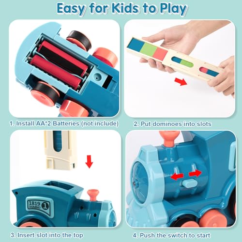 Juego de dominó tren con 200 piezas para niños miniatura 4