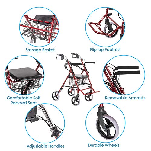 Image of KosmoCare Rollator Walker with Footrest