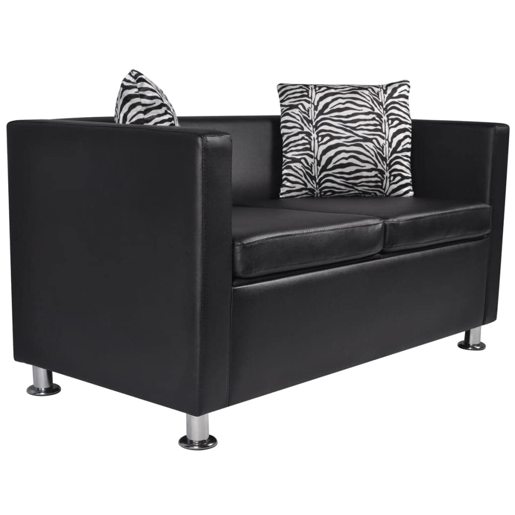 Conjunto de sofás de 2 y 3 plazas de Cuero Artificial Negro