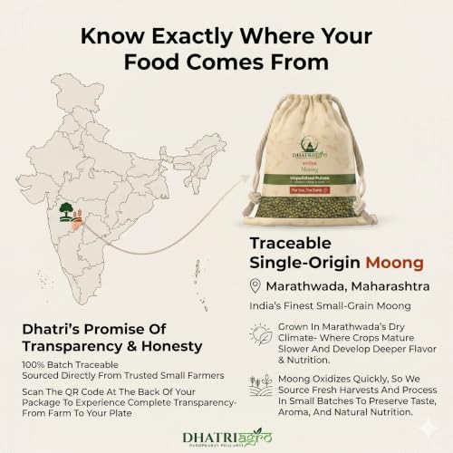 Image of Dhatri Agro Moong Dal Flour 1 KG | Yellow Mung Bean Atta | Naturally Gluten Free, High-Fibre | Instant Cheela Dosa Mix | High Protein Breakfast | Single-origin Marathwada Moong