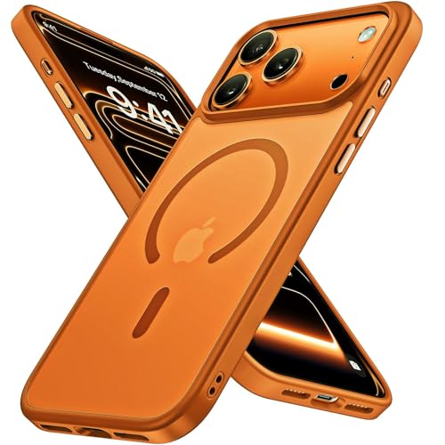 Miracase für iPhone 17 Pro Hülle für Magsafe [TOP Militärschutz & Magnetkraft] Stoßfest Kratzfest mit Samtiger Haptik Langlebig Handyhülle für iPhone 17 Pro 6 3 Matt-Leuchtendes-Orange