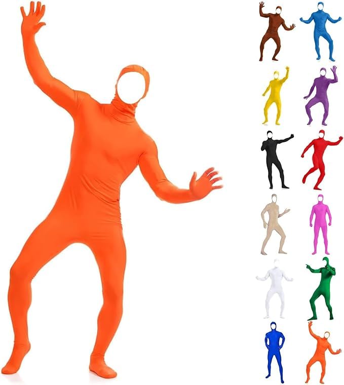 Stealth Suit for Adults and Kids Unisex Skin Suit for Stage Performance and Costume Events Lingerie Costume Women Cosplay Orange Body Orange Morph Bodysuit Morph Jumpsuit Boys Halloween