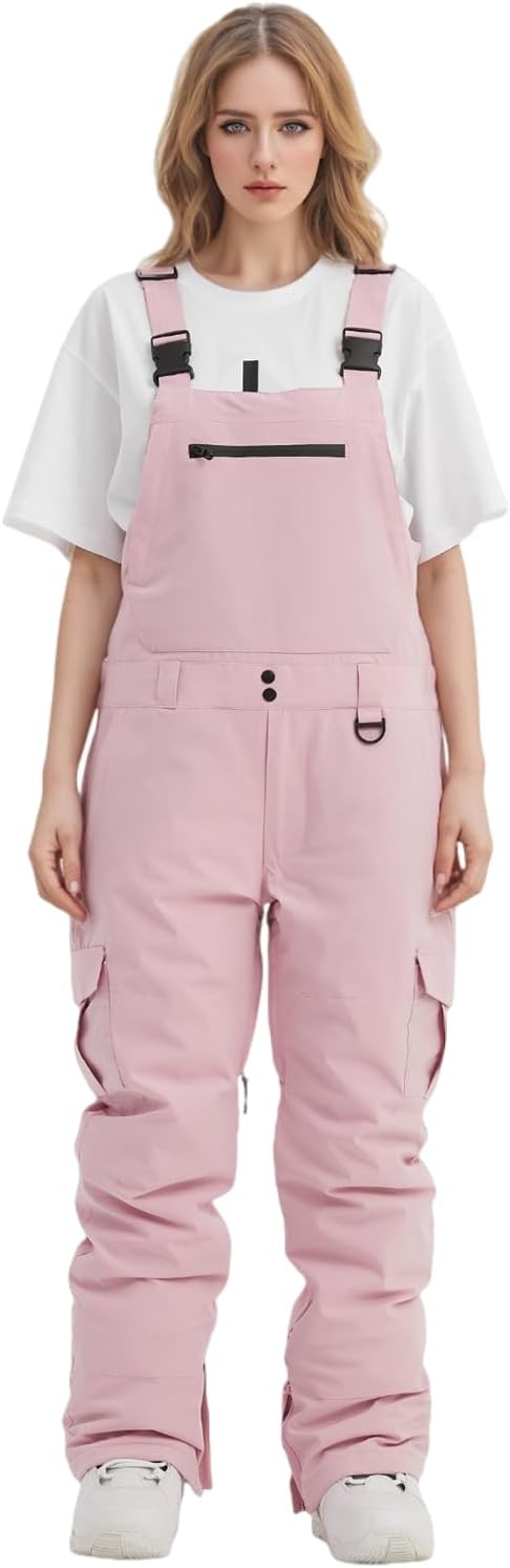 Women Men Snow Ski Bibs Pants Adjustable Windproof Waterproof Jumpsuit Snowboarding Insulated Warm Overall Trouser