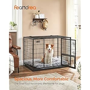   Feandrea-Heavy-Duty-Dog-Crate-Metal-Dog-Kennel-and-Cage-with-Removable-Tray-XL-for-Medium-and-Large-Dogs-421-x-276-x-295-Inches-Black-UPPD001B01