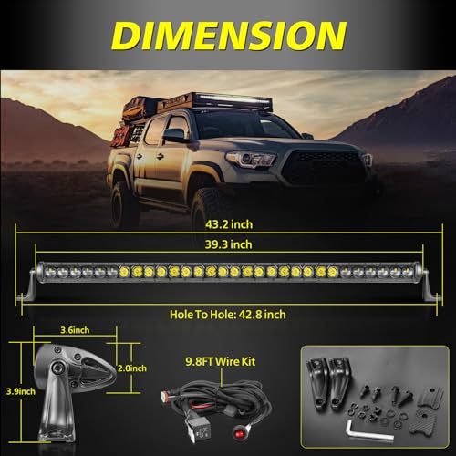 Image of 40 Inch 210W Single Row LED Light Bar w /Wiring Kit & Black Cover